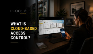 Property manager using the Luxer Access cloud-based dashboard and mobile app to manage access at a multifamily property.