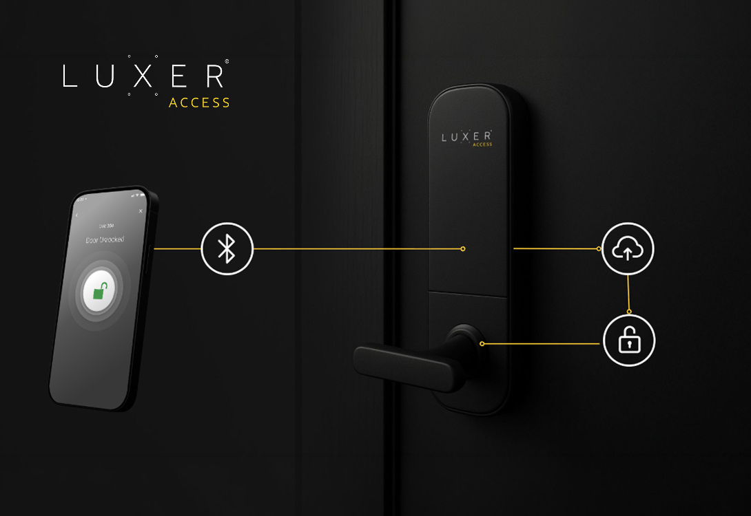 Luxer Access smart lock using cloud connectivity and a mobile app for secure, remote access management.
